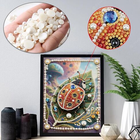 WSLWXSHM Pearl Diamond Painting Kits for Adults Ladybug, 5D Special Shape Diamond Art Kits for Beginners, Crystal Rhinestones Diamond Painting for Home Wall Decoration Gift 12×16inch/30×40cm Insect in Kuwait