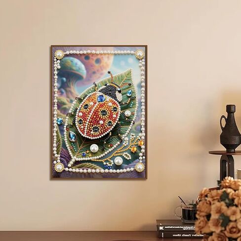 WSLWXSHM Pearl Diamond Painting Kits for Adults Ladybug, 5D Special Shape Diamond Art Kits for Beginners, Crystal Rhinestones Diamond Painting for Home Wall Decoration Gift 12×16inch/30×40cm Insect in Kuwait