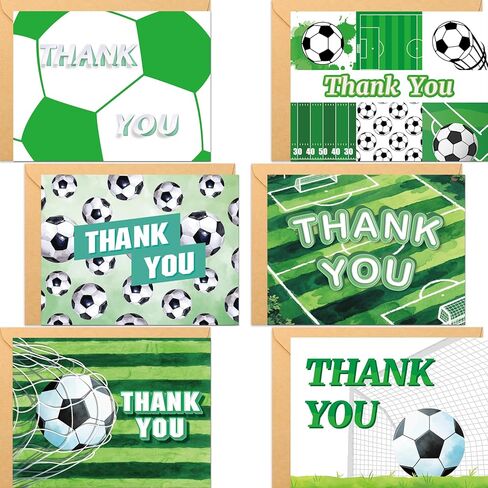 Fancy Land Soccer Thank You Cards 24 Pack Kids Thank You Notes Greeting Cards with Envelopes Birthday Teacher Gift 4 X 5.25 in Kuwait