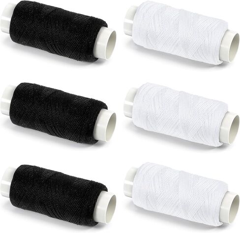 6 PCS All Purpose Sewing Thread, 120 Yards Per Roll Polyester Thread String for Sewing Machine Quilting Hand Stitching Embroidery (3 White + 3 Black) in Kuwait