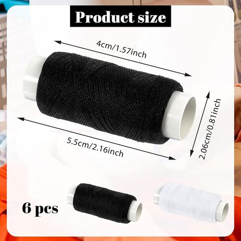 6 PCS All Purpose Sewing Thread, 120 Yards Per Roll Polyester Thread String for Sewing Machine Quilting Hand Stitching Embroidery (3 White + 3 Black) in Kuwait