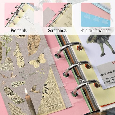 500 Pcs Clear Binder Hole Reinforcement Stickers, Self-Adhesive Binder Refill Sheet Converter Stickers Change No Punched Page to Loose-Leaf Binders Refill Insert for Planner Scrapbooking Office Album in Kuwait