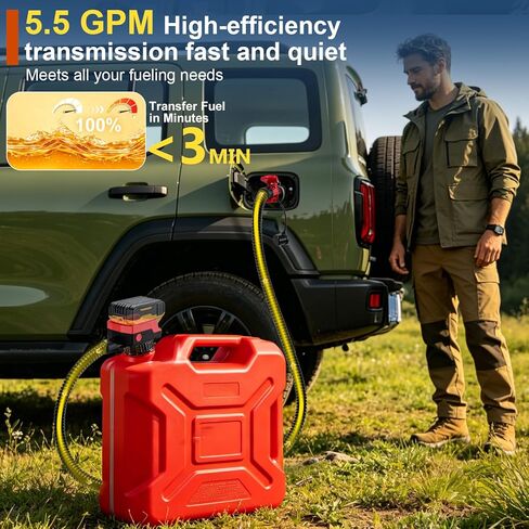 5.5 GPM Cordless Fuel Transfer Pump with Auto Shut-Off & Beep Alert, 57"Hose & 5Adapters, Compatible with DeWalt 20V & Milwaukee 18V Batteries, Portable Gas Can Pump for Gasoline andDiesel (Bare Tool) in Saudi Arabia