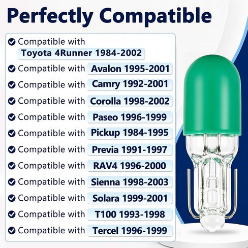 8PCS 90069-98004 HVAC Control Bulbs E74 12V Compatible with Toyota 4Runner Camry Corolla Avalon Sienna RAV4 T100 1984-2003, Replace for 90981-11014, EWG203 in Kuwait