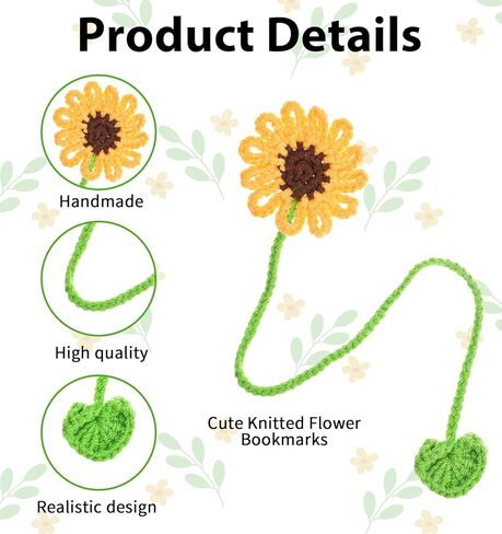 8 Pack Crochet Bookmarks, Colorful Flower Bookmarks for Book Lovers & Teachers (11.8 x 2.2 Inches) in Saudi Arabia