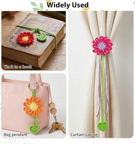 8 Pack Crochet Bookmarks, Colorful Flower Bookmarks for Book Lovers & Teachers (11.8 x 2.2 Inches) in Saudi Arabia