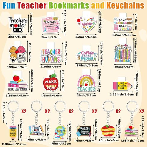 12 Set Funny Teacher Appreciation Gifts for Women Men, Thank You Teacher Bookmark Keychains Ballpoint Pen with Organza Bags, Teach Love Inspire Magnetic Book Mark Page Marker Appreciation Gifts Bulk in Saudi Arabia