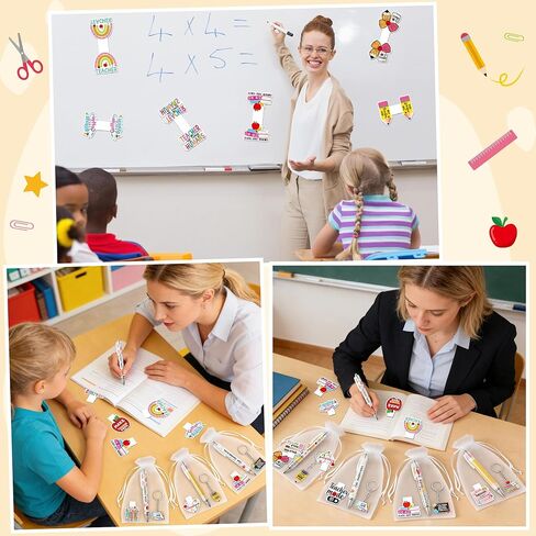 12 Set Funny Teacher Appreciation Gifts for Women Men, Thank You Teacher Bookmark Keychains Ballpoint Pen with Organza Bags, Teach Love Inspire Magnetic Book Mark Page Marker Appreciation Gifts Bulk in Saudi Arabia