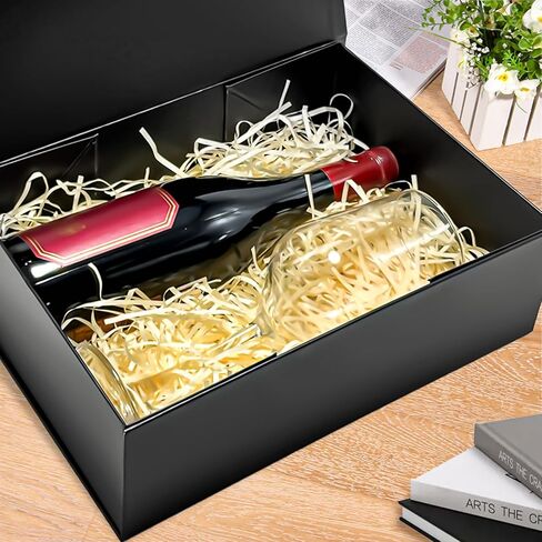 Black Gift Box 12"x9"x4" Gift Boxes with Lids Magnetic Gift Box Contains Card, Scratch-off Card, Ribbon, Shredded Paper Fille for Birthdays, Anniversary Wedding, Proposal, Christmas, Halloween in Saudi Arabia