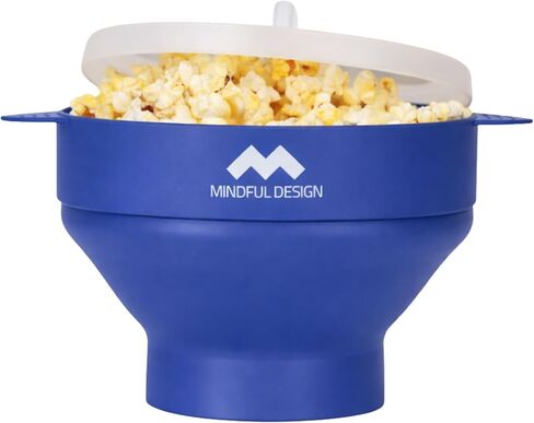 The Original Mindful Design Microwave Popcorn Popper - Silicone Bowl, BPA-Free & Dishwasher Safe (Cyan) in Saudi Arabia