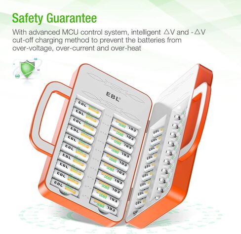 EBL 40Slot Battery Charger for 1/2/3...19/20/21...38/39/40 pcs AA AAA Rechargeable Batteries - Advanced Multiple Battery Charger - Handle Design(Batteries not Included) in Kuwait