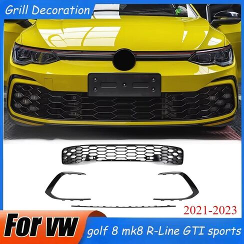 Front Bumper Grill 2021-2023 Accessories Compatible with Vw Golf 8 Mk8 R-Line GTI Sports Version Front Air Inlet Grille Fog Lamp Trim Kits in Kuwait