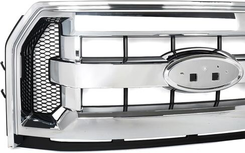 Chrome Front Bumper Grill Compatible with 2015-2017 Ford F-150 F150 XLT Style Truck Grille Assembly Replace for FL3Z8200DA, FL3Z8200AA in Kuwait