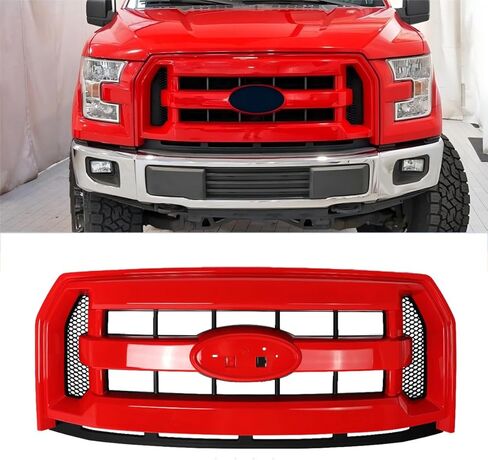 Chrome Front Bumper Grill Compatible with 2015-2017 Ford F-150 F150 XLT Style Truck Grille Assembly Replace for FL3Z8200DA, FL3Z8200AA in Kuwait