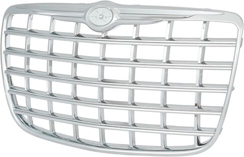 KARPAL Front Bumper Grille Chrome Shell W/Silver Insert Plastic Compatible with 2005-2010 Chrysler 300 Replacement 4805928AC CH1200276 in Kuwait