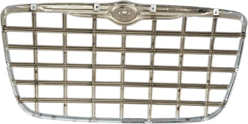 KARPAL Front Bumper Grille Chrome Shell W/Silver Insert Plastic Compatible with 2005-2010 Chrysler 300 Replacement 4805928AC CH1200276 in Kuwait