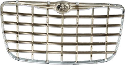KARPAL Front Bumper Grille Chrome Shell W/Silver Insert Plastic Compatible with 2005-2010 Chrysler 300 Replacement 4805928AC CH1200276 in Kuwait
