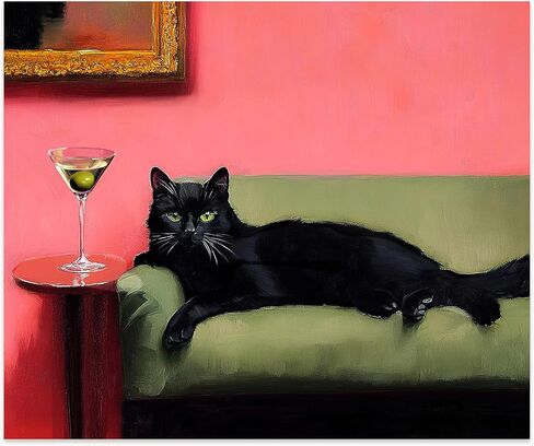 Kemingni Funny Ginger Cat Diamond Painting Kit, Orange Tabby Cat with Dirty Martini Diamond Kits Dots for Adults Beginners, Full Drill Gem Painting for Home Bar Wall Decor, 9.8x11.8 Inch in Kuwait