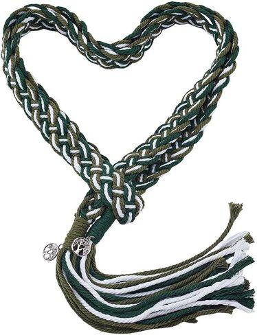 AHANDMAKER Handfasting Cord, Wedding Lasso Rope with Tree of Life Pendants Lazos para Boda Wedding Cord in Natural Cotton Traditional Rustic Wedding Lasso for Ceremony Bridal Gift, Green in Kuwait