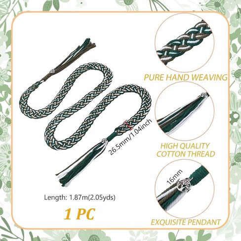 AHANDMAKER Handfasting Cord, Wedding Lasso Rope with Tree of Life Pendants Lazos para Boda Wedding Cord in Natural Cotton Traditional Rustic Wedding Lasso for Ceremony Bridal Gift, Green in Kuwait