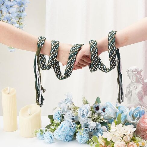AHANDMAKER Handfasting Cord, Wedding Lasso Rope with Tree of Life Pendants Lazos para Boda Wedding Cord in Natural Cotton Traditional Rustic Wedding Lasso for Ceremony Bridal Gift, Green in Kuwait