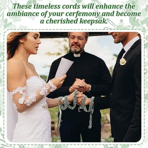 AHANDMAKER Handfasting Cord, Wedding Lasso Rope with Tree of Life Pendants Lazos para Boda Wedding Cord in Natural Cotton Traditional Rustic Wedding Lasso for Ceremony Bridal Gift, Green in Kuwait