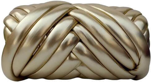Metallic Chunky Yarn for Hand Knitting - 500g Soft & Elastic Polyester Cotton Tube Yarn Shiny Fabric for Arm Knitting, Blankets, Scarves, Home Decor (Champagne) in Kuwait