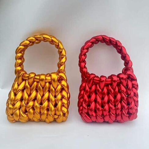 Metallic Chunky Yarn for Hand Knitting - 500g Soft & Elastic Polyester Cotton Tube Yarn Shiny Fabric for Arm Knitting, Blankets, Scarves, Home Decor (Champagne) in Kuwait