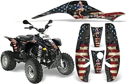 ملصق مجموعة رسومات AMR Racing ATV متوافق مع Polaris Scrambler 500 Trailblazer 350 1985-2009 - WW2 in Kuwait
