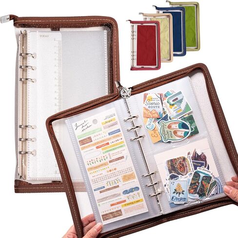 Navy Peony Wander Keeper Slim Stationery Binder (Al-Mukhā Mocha) - True A5 Slim Sleeves, Curated Travel Colors, Portable Zipper Organizer - for Stickers, Photo Cards in Kuwait