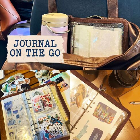 Navy Peony Wander Keeper Slim Stationery Binder (Al-Mukhā Mocha) - True A5 Slim Sleeves, Curated Travel Colors, Portable Zipper Organizer - for Stickers, Photo Cards in Kuwait