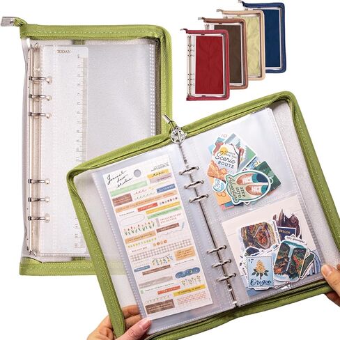 Navy Peony Wander Keeper Slim Stationery Binder (Al-Mukhā Mocha) - True A5 Slim Sleeves, Curated Travel Colors, Portable Zipper Organizer - for Stickers, Photo Cards in Kuwait