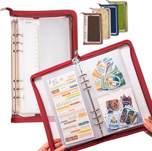 Navy Peony Wander Keeper Slim Stationery Binder (Al-Mukhā Mocha) - True A5 Slim Sleeves, Curated Travel Colors, Portable Zipper Organizer - for Stickers, Photo Cards in Kuwait