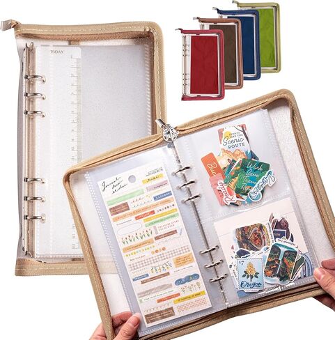 Navy Peony Wander Keeper Slim Stationery Binder (Al-Mukhā Mocha) - True A5 Slim Sleeves, Curated Travel Colors, Portable Zipper Organizer - for Stickers, Photo Cards in Kuwait