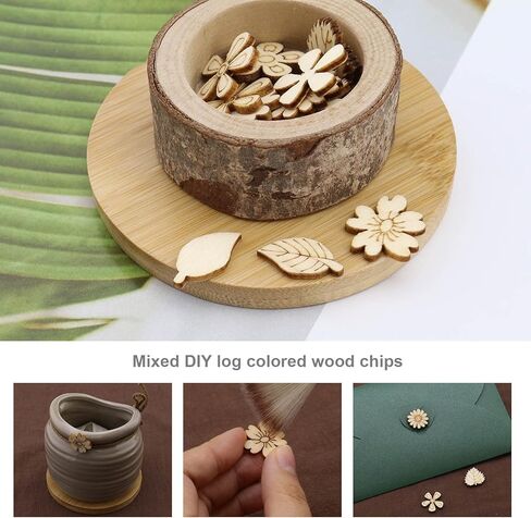 Micro Traders 200Pcs Wooden Cutouts DIY Decorative Wood Chips Flowers Leaves Wooden Embellishments Wood Art Decoration for DIY Making Crafts in Kuwait