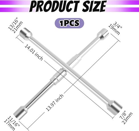 Foldable Car Lug Nut Removal Tool with (17/19/21/23mm),Cross 4 Way Lug Wrench for Quick & Labor-Saving Tire Lugs Nut Dismantle & Fasten,Universal Lugs Nuts Wrench for Cars,SUVs in Saudi Arabia