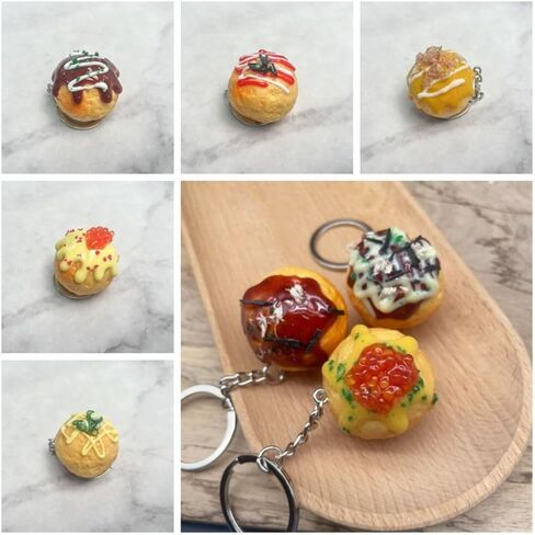 Simulation Food Key Chain Bag Pendant Unique Charms PVC Keychain Cute Car Keychains Takoyaki Pendant (Style C) in Kuwait