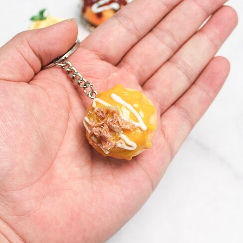 Simulation Food Key Chain Bag Pendant Unique Charms PVC Keychain Cute Car Keychains Takoyaki Pendant (Style C) in Kuwait