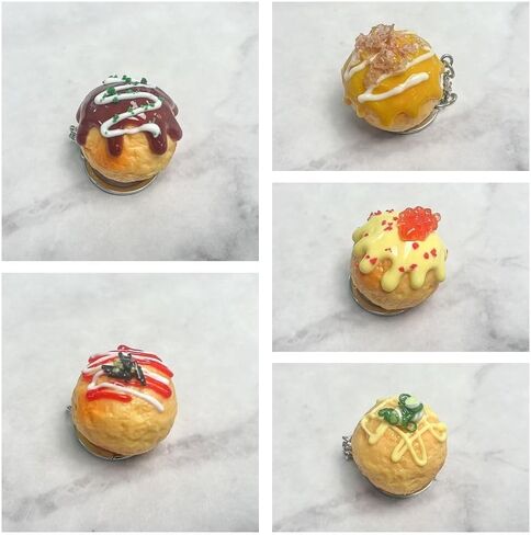 Simulation Food Key Chain Bag Pendant Unique Charms PVC Keychain Cute Car Keychains Takoyaki Pendant (Style C) in Kuwait