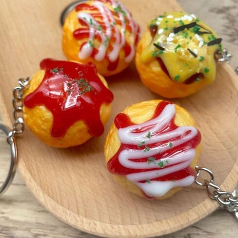 Simulation Food Key Chain Bag Pendant Unique Charms PVC Keychain Cute Car Keychains Takoyaki Pendant (Style C) in Kuwait