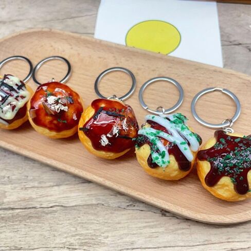 Simulation Food Key Chain Bag Pendant Unique Charms PVC Keychain Cute Car Keychains Takoyaki Pendant (Style C) in Kuwait