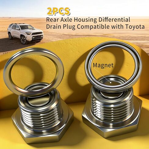 Rear Differential Drain Plug (Stainless Steel) for Toyota 4Runner FJ Cruiser Matrix Pickup Trucks Previa Starlet Tacoma Tundra and Minivans Compatible with Models 470 RX300/330/350/350L (2-Pack) in Saudi Arabia