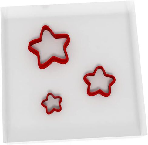 JUST Tiny Star Shape Cutters | Set of 3 Mini Plastic Cutter for Fondant, Clay, Crafts, Icing, Baking(A) (1.25", 0.75", 0.5") in Kuwait
