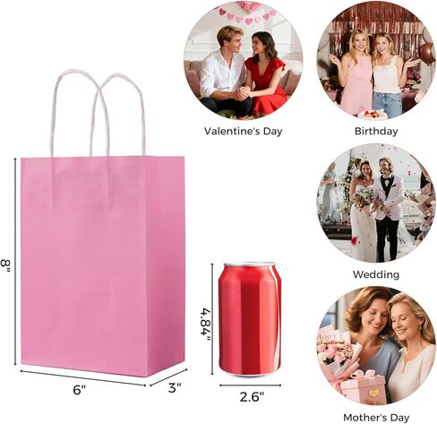 6pcs gift bags (pink), Doouble 8" paper bags in Kuwait