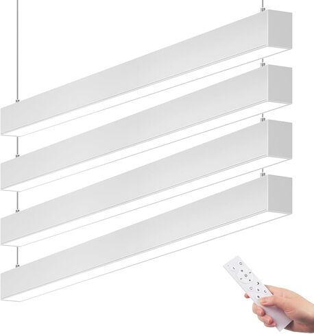 Barrina 5568 Remote Series LED Linear Light Fixture, 2nd-Generation, 4FT 45W Seamless Connection, 3000K-6000K Color Changing, Dimmable Office Shop Light with Remote, 5568 Series Black, 4 Packs in Kuwait