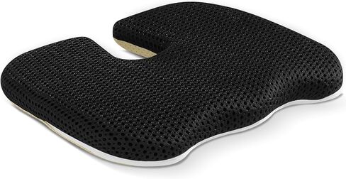 Gooo&Ma Car Seat Cushion & Office Chair Pad - Air Fiber Breathable U-Shape Cooling Cushion for Tailbone Comfort, Driving, Desk & Gaming, Ergonomic Washable Seat Pad with Non-Slip Base(Black) in Saudi Arabia