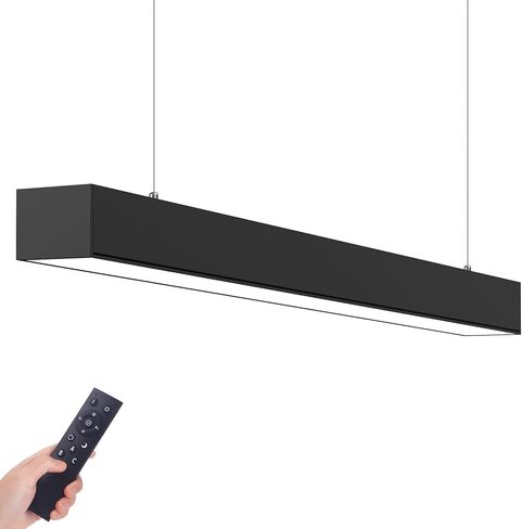 Barrina 5568-0-10V Series 2nd-Generation 4FT LED Linear Light, 45W 4500LM, Seamless Connection, Dimmable (Dimmer Not Included), 3000K-6000K Color Changing, Linkable Office Lighting, Black, 4 Packs in Kuwait