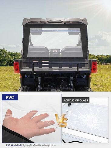 ZIDIYORUO UTV Rear Soft PVC Windshield Fits Hisun/Bennche/Massimo 250 Models | Durable 600D Oxford & Adjustable Anti-Slip Straps | Easily Install, Clear Rear Visibility, Block Dirt, Mud, Rain & Scree in Kuwait