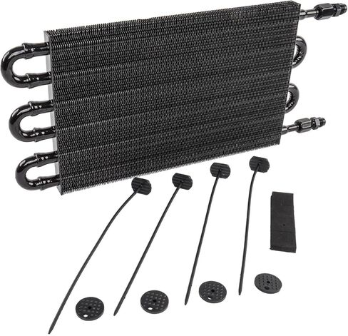 JEGS High Performance Transmission Cooler | 22,000 GVW | 7-1/2 x 16-1/8 x 3/4 Inches | Includes (2) -6 AN Union Fittings And (4) Nylon Pull Ties in Kuwait