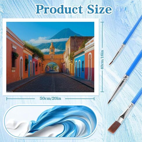WUIVCTR Paint by Numbers Kit for Adults Beginner Cityscape Antigua City Guatemala Volcano Pictures DIY Painting on Canvas by Numbers Acrylic Oil Painting Home Decor Gifts 16" x 20" in Kuwait